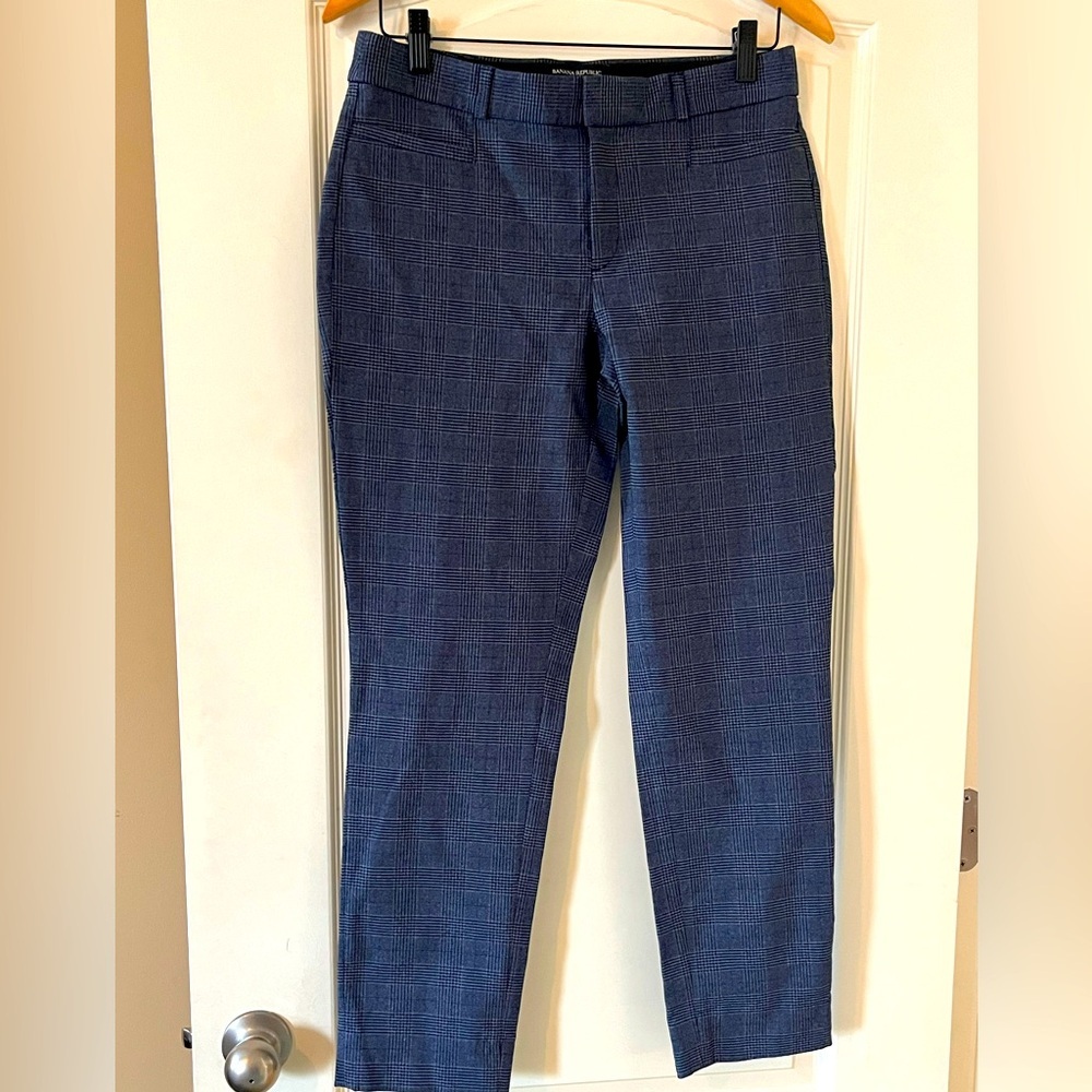 Banana Republic Blue & Black Plaid Sloan Curvy Fit Ankle Trousers Women’s SZ 6